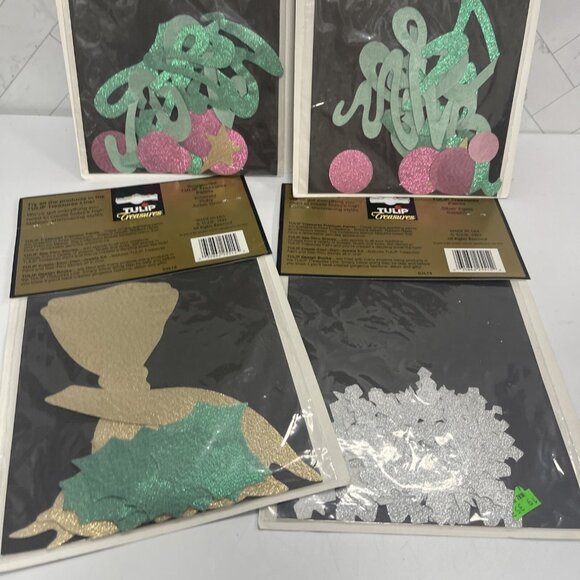 Lot Of 4 Vintage Tulip Treasures Iron On Applique Kit 90s Ugly Christmas Sweater - Picture 5 of 6